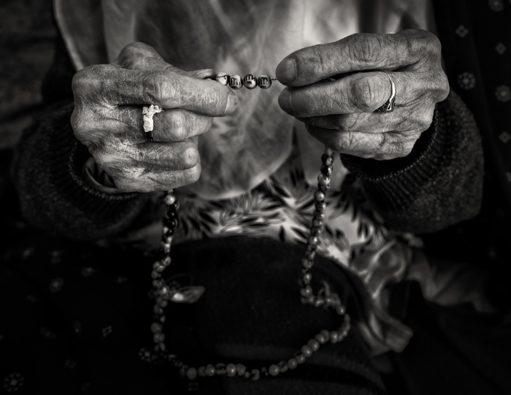 Praying Hands with Rosary by Mohammadreza Momeni — canvas wall art