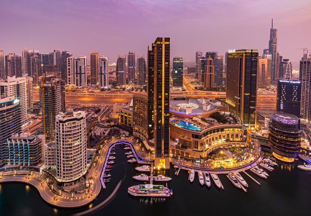Vibrant Marina Cityscape by Mohammed Shamaa — canvas wall art