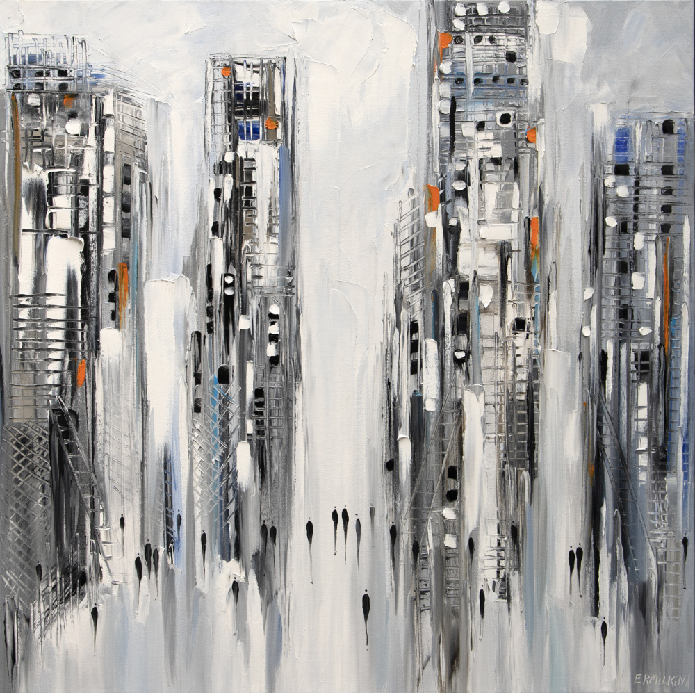 Modern City Life by Ekaterina Ermilkina — canvas wall art