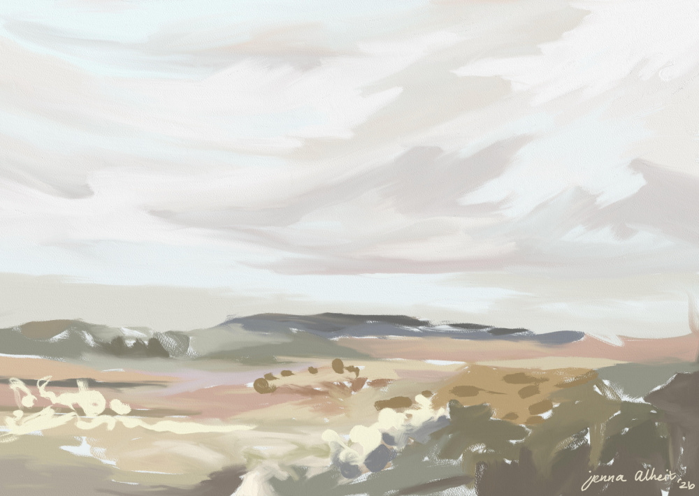 Peaceful Desert Landscape by Jenna Alheit — canvas wall art