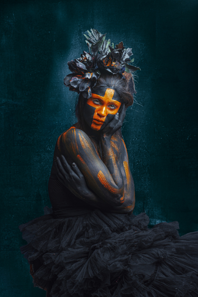 Mysterious Golden Portrait by DEBASISH CHATTOPADHYAY — canvas wall art