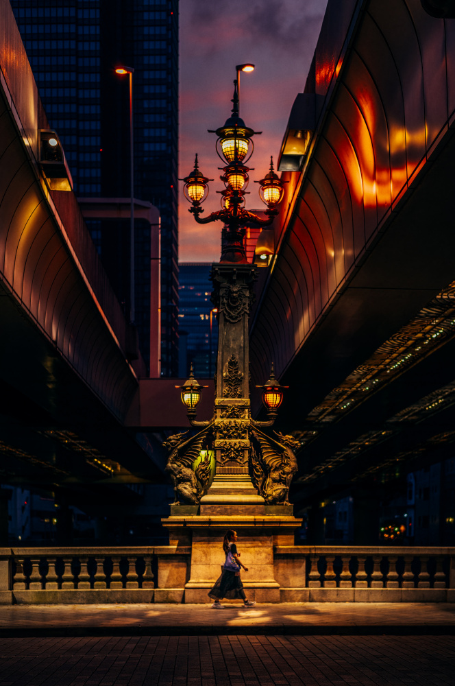 Dramatic City Lamppost by Yuzo Fujii — canvas wall art