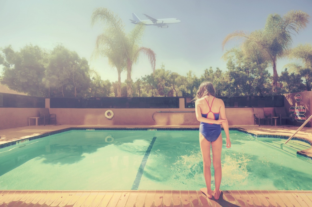 Summer Poolside Travel Dream by Fang Tong — canvas wall art
