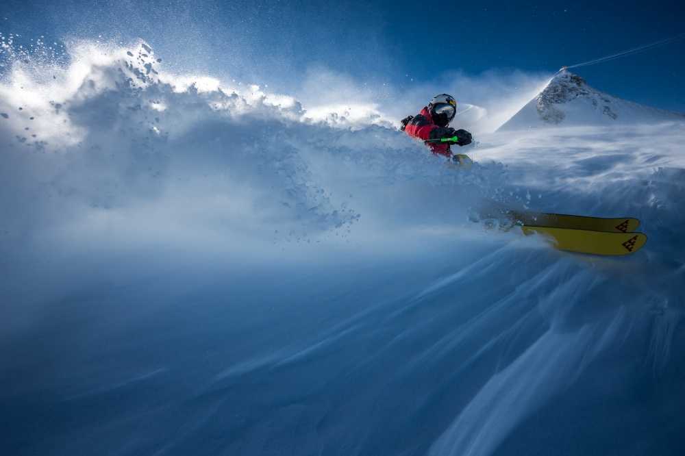 Powder Skiing Action by Tristan Shu — canvas wall art