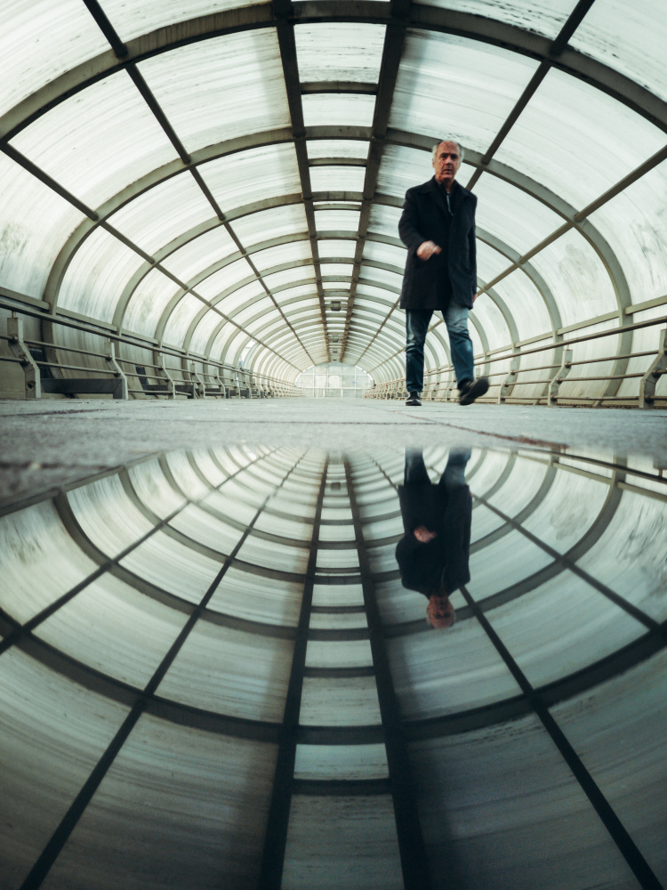 Man in Reflective Tunnel by Doruk Uysal — canvas wall art