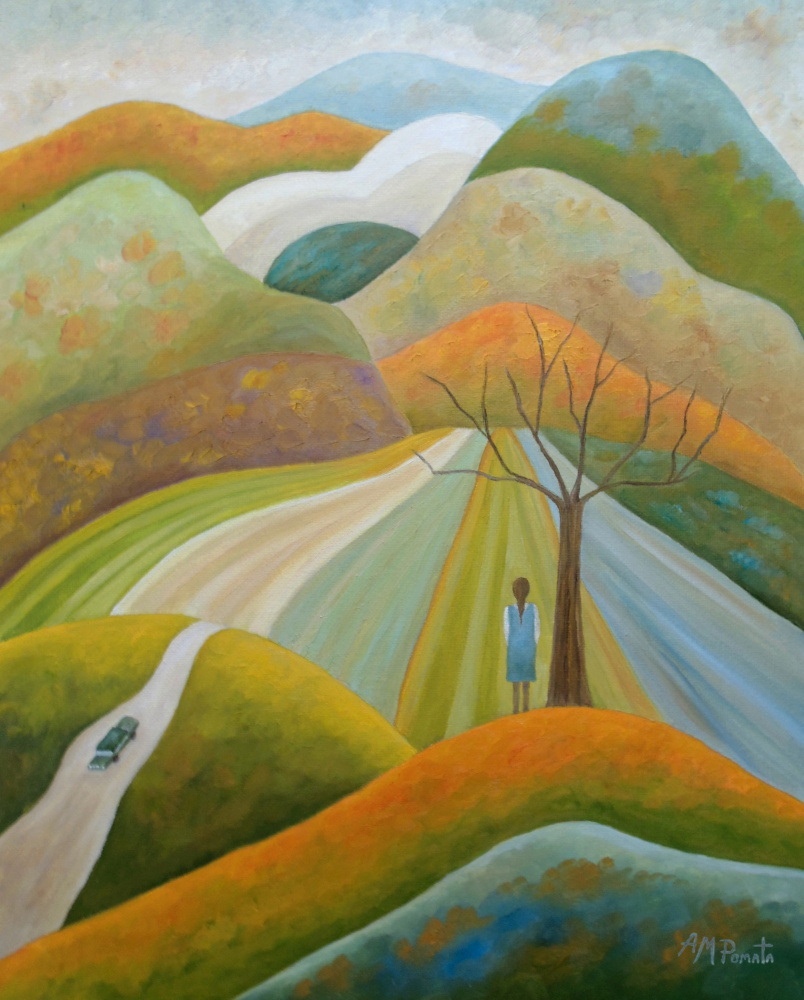 A Girl's Autumn Journey by Angeles M. Pomata — canvas wall art