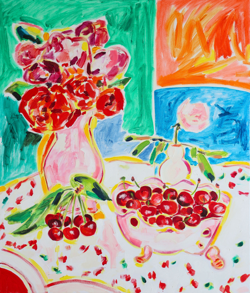 Vibrant Roses Fresh Cherries by Tamara Jare — canvas wall art