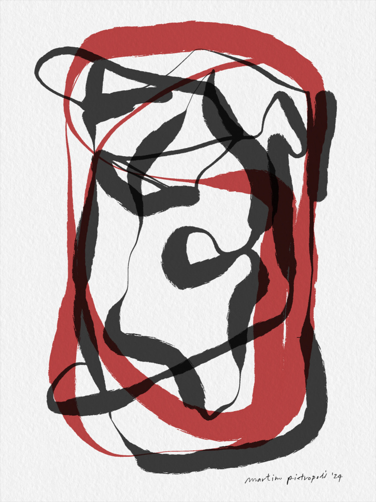 Abstract Red Black Lines by Martino Pietropoli — canvas wall art