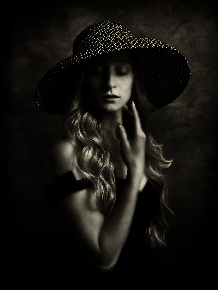 Elegant Woman In Hat by Yuri Shepelev — canvas wall art