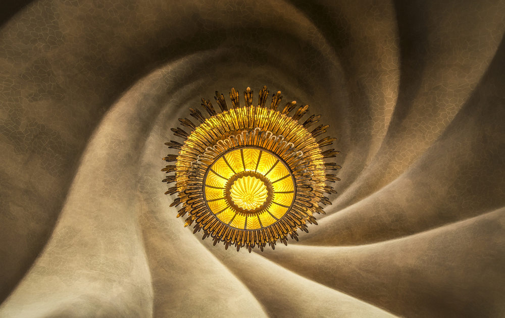 Golden Spiral Chandelier by Ole Moberg Steffensen — canvas wall art