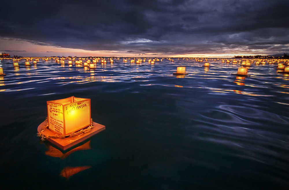 Floating Lanterns Dusk by Mark Yugawa — canvas wall art