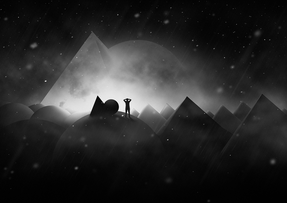 Mysterious Geometric Night by Hussain Buhligaha — canvas wall art