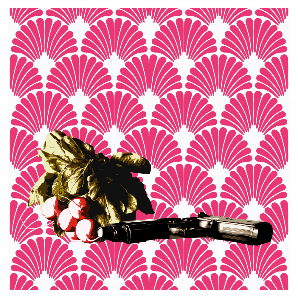 Radishes and Handgun by andrea de ranieri — canvas wall art