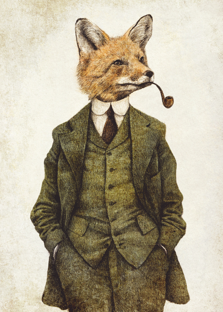The Vintage Stylish Fox by Mike Koubou — canvas wall art