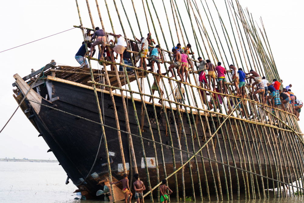 Traditional Boat Building by Md. Arifuzzaman — canvas wall art