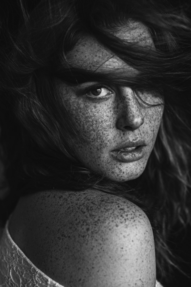 Pensive Freckled Woman by Barbora Biňovcová — canvas wall art