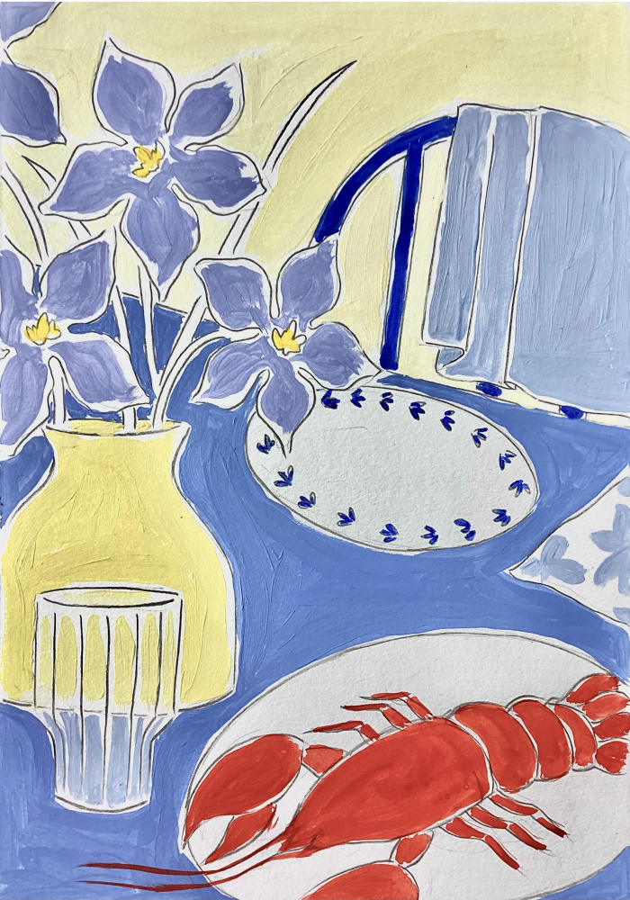 Lobster Dinner Table by Rushati Chowdhury — canvas wall art
