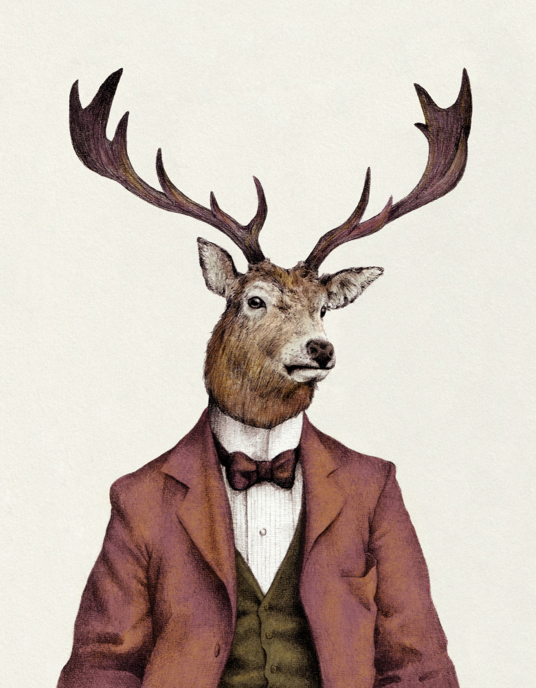 A deer With Human Attire—wearing by Mike Koubou — canvas wall art
