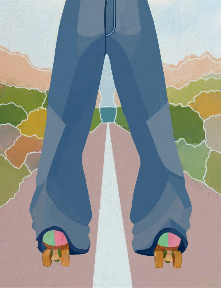 Retro Roller Skate Journey by Essa Van Reis — canvas wall art