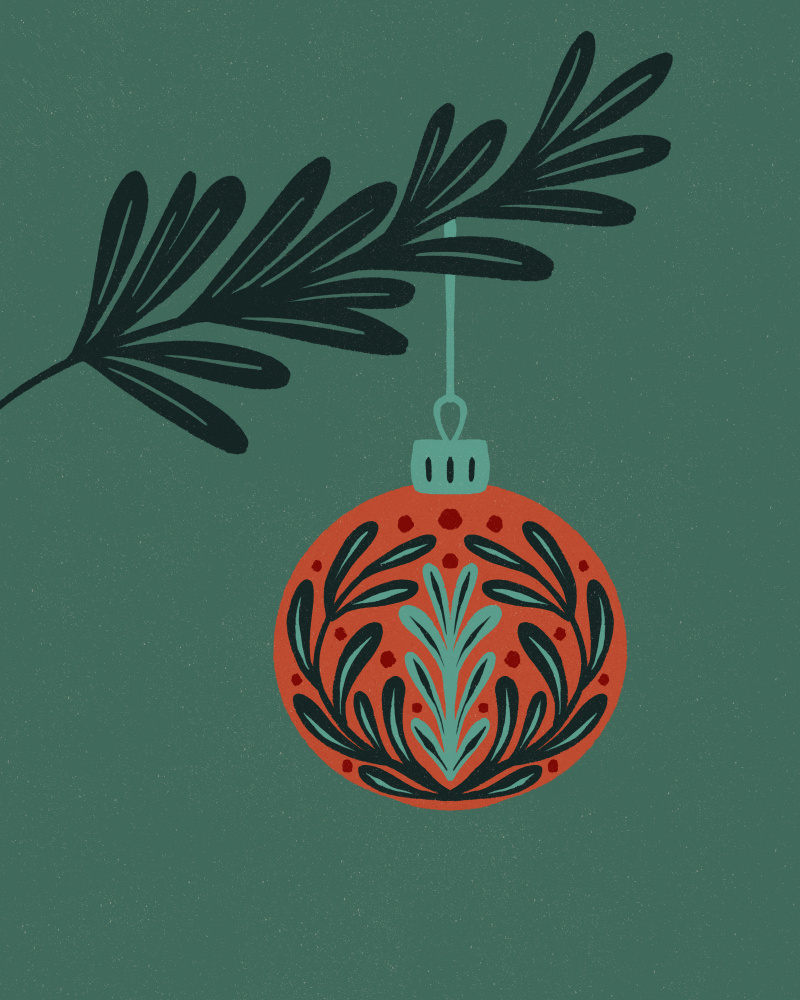 Festive Branch Ornament by Angela Minca — canvas wall art
