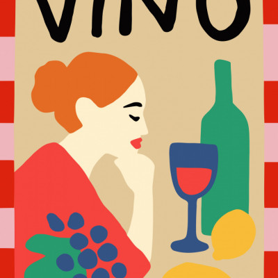 Vino Woman Still Life