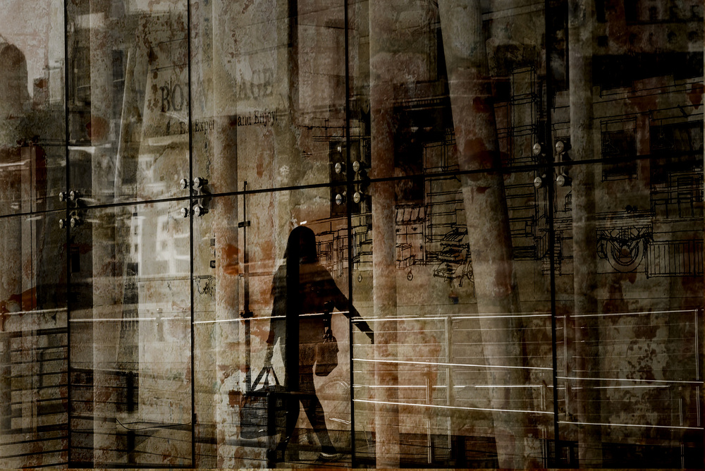 Urban Silhouette Reflections by Chris Hamilton — canvas wall art