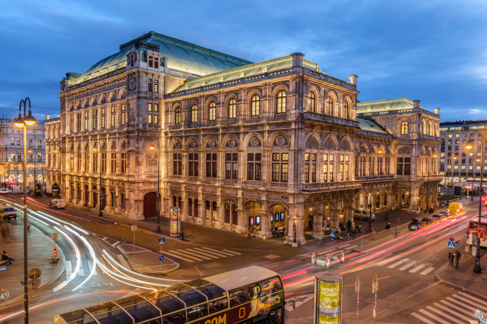 Illuminated Vienna Opera House by Erik Proper — canvas wall art