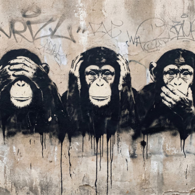 Three Wise Monkeys Stencil