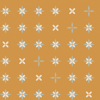 Japandi farmhouse blender assorted flowers mustard yellow seamless pattern