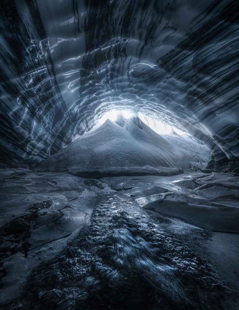Blue Ice Cave Stream by James S. Chia — canvas wall art