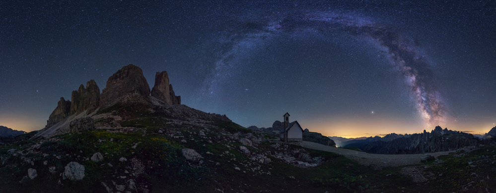 Milky Way Mountain Chapel by Jose Parejo — canvas wall art