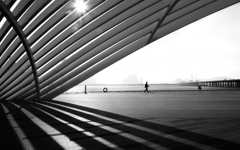 Architectural Shadows Person by Ke Liu — canvas wall art