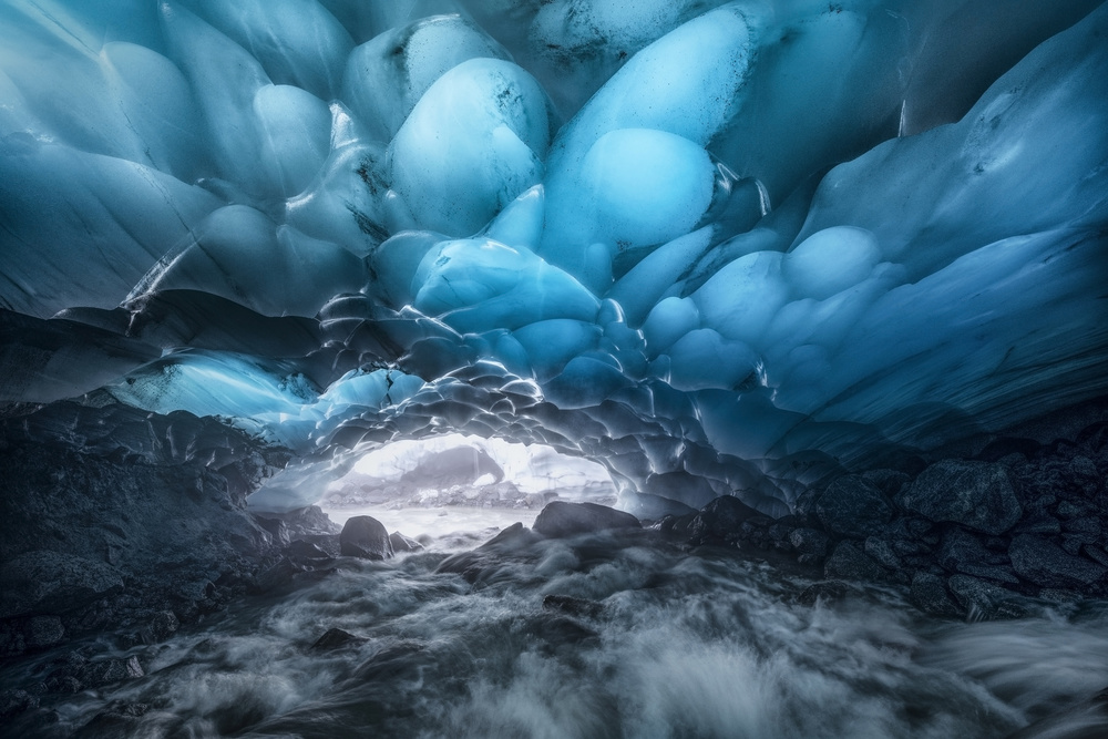 Blue Ice Cave Stream by James S. Chia — canvas wall art