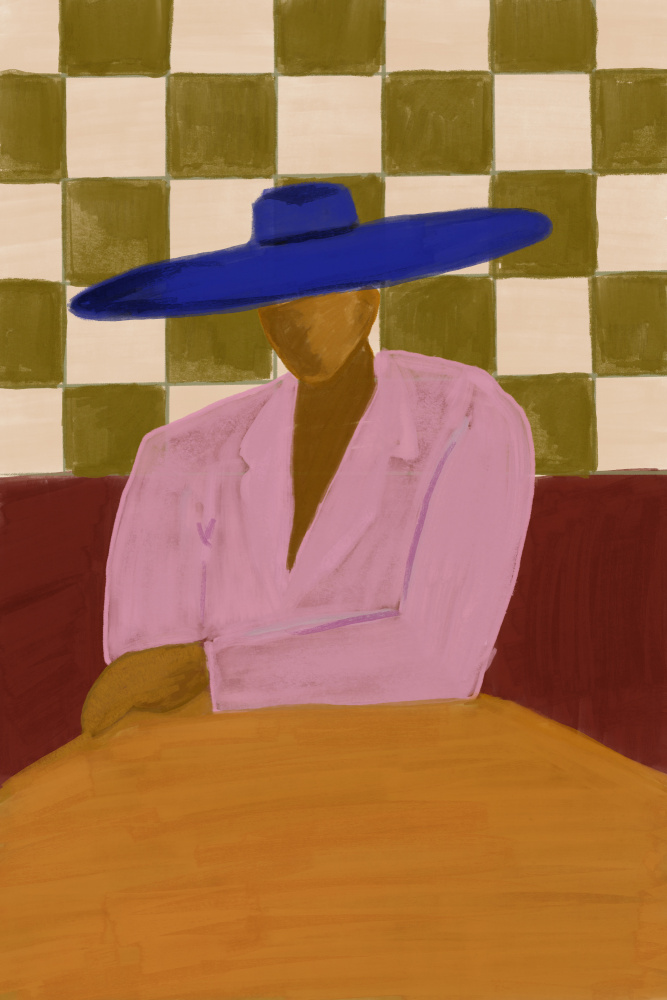Blue Hat Chic by The Art Concept — canvas wall art
