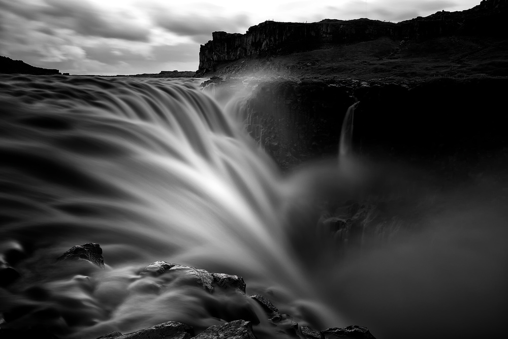 Majestic Black White Waterfall by Oliver Buchmann — canvas wall art