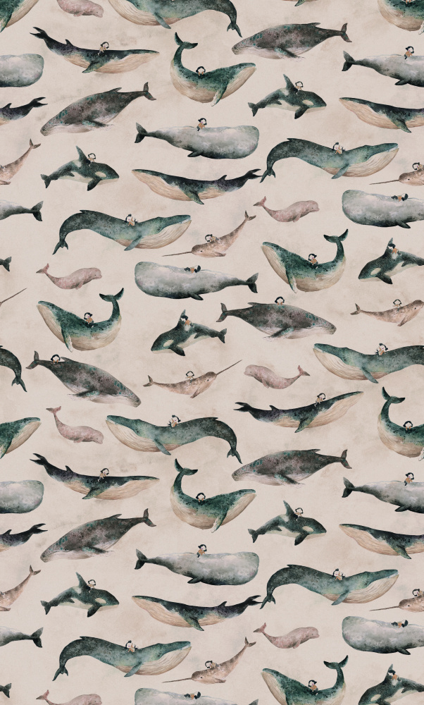 Whimsical Whale Pattern by Hendon Lane — canvas wall art