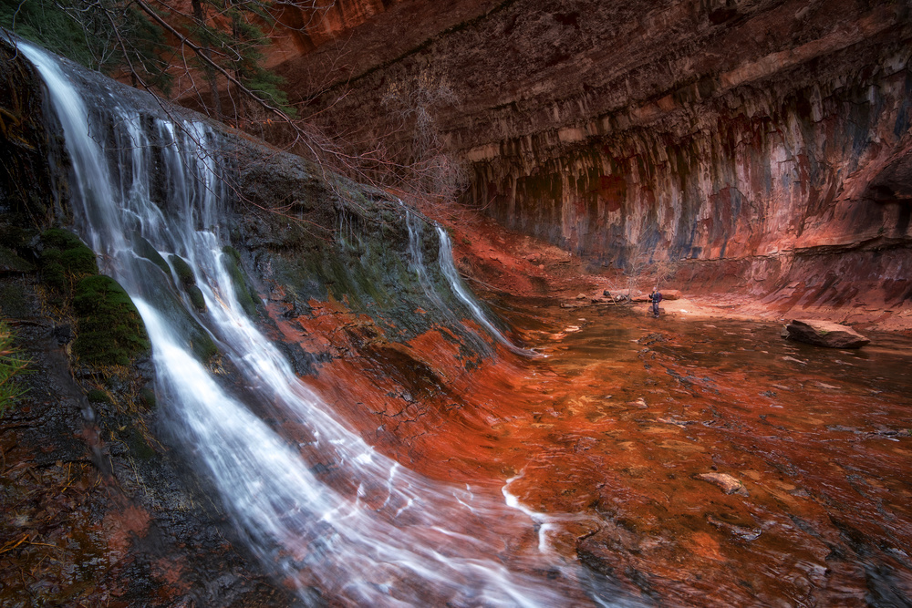 Red Canyon Waterfall by Atul Chopra — canvas wall art