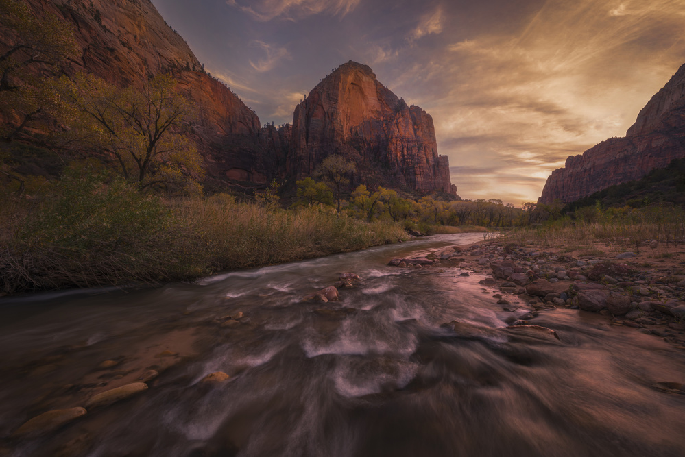 Red Rock River Sunset by James S. Chia — canvas wall art