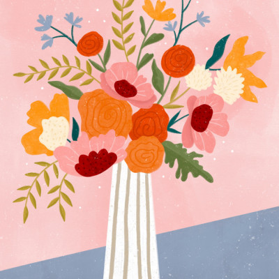 Line Vase with Flowers