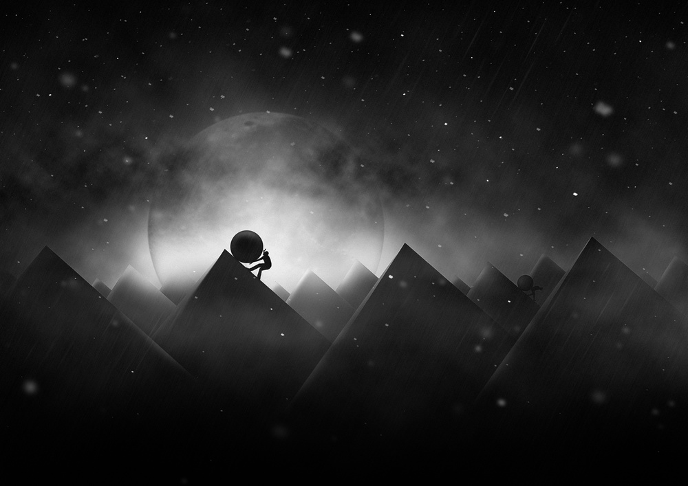 Sisyphus Uphill Climb by Hussain Buhligaha — canvas wall art