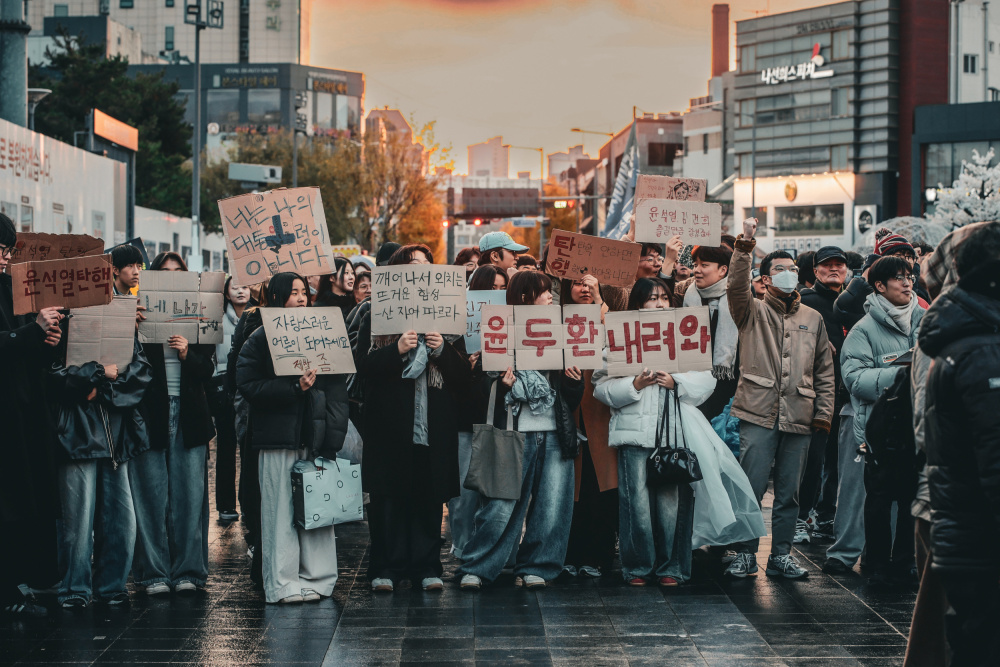 Korean Street Protest by Kim gyou-pyo — canvas wall art