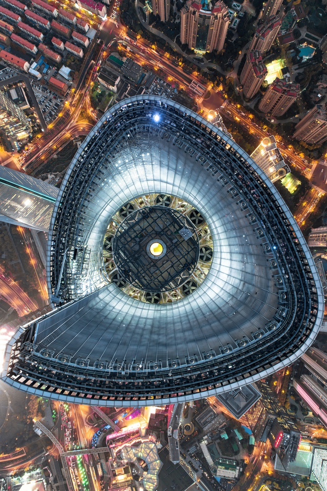 Illuminated Urban Architecture by Stan Huang — canvas wall art