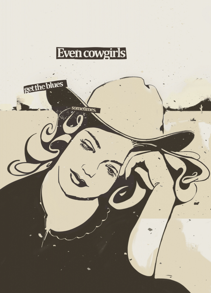 Western Cowgirl Blues by Dion Gem — canvas wall art