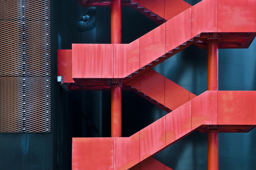 Vibrant Red Staircase by Linda Wride — canvas wall art