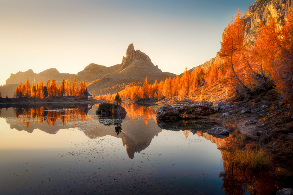 Autumn Mountain Lake Reflection by Martin Morávek — canvas wall art