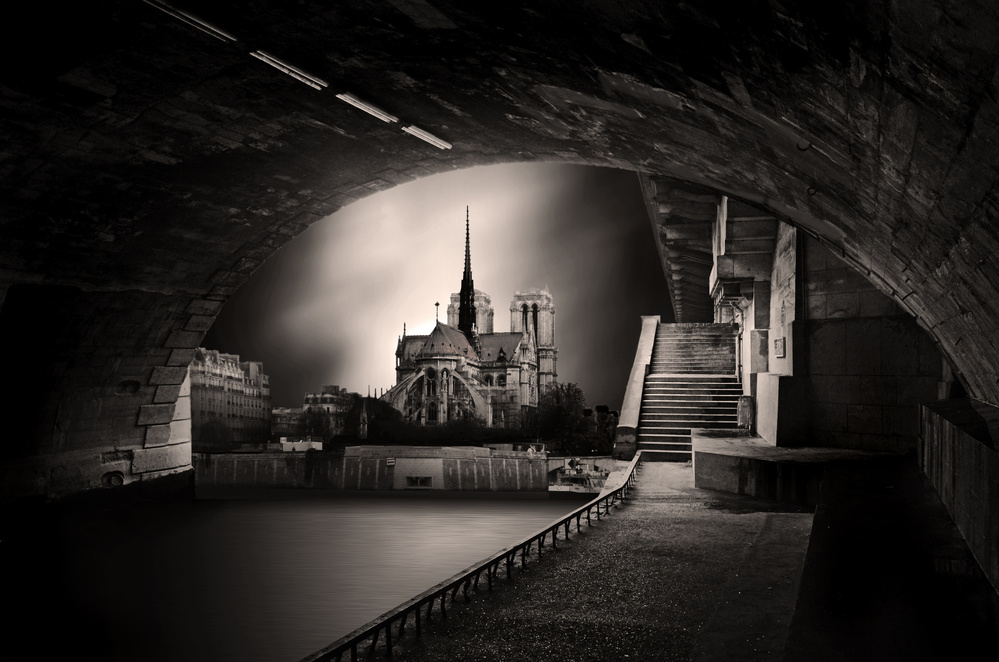 Notre Dame Under Bridge by Pierre Bacus — canvas wall art