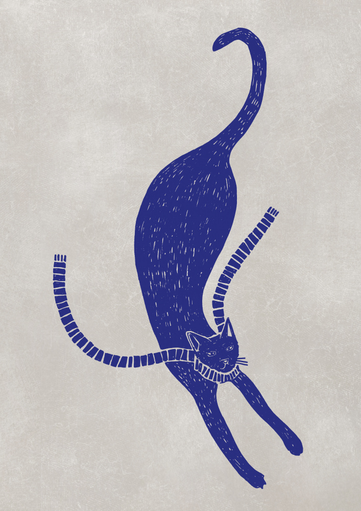 Elegant Blue Cat by Rosana Laiz Blursbyai — canvas wall art