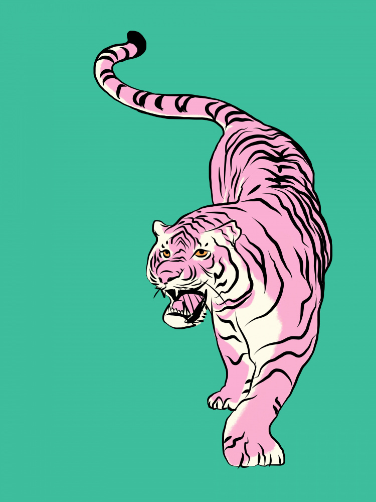 Striking Pink Tiger by Little Dean — canvas wall art