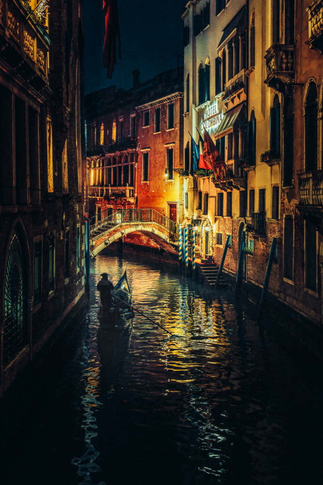 Venetian Canal Night Ride by Yuzo Fujii — canvas wall art