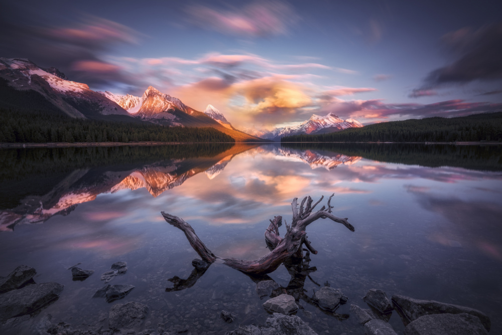 Mountain Lake Reflection Sunset by joanaduenas — canvas wall art